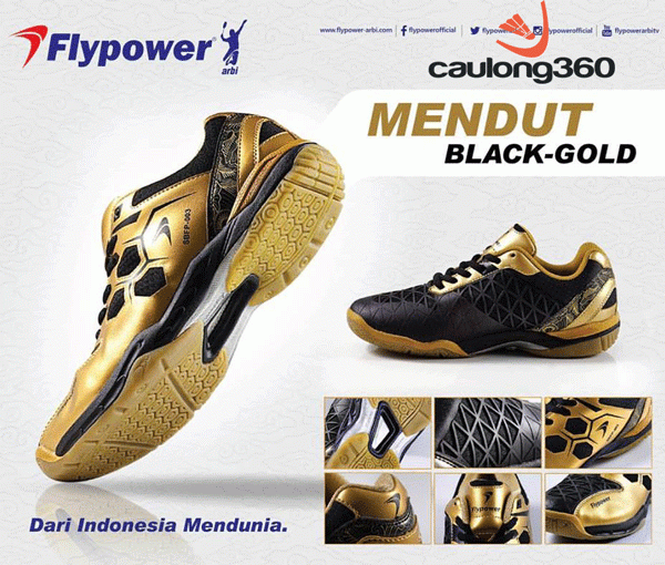 giày flypower mendut black gold